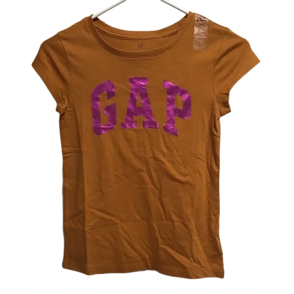 Gap girls logo t-shirt orange and pink logo, short sleeve‎